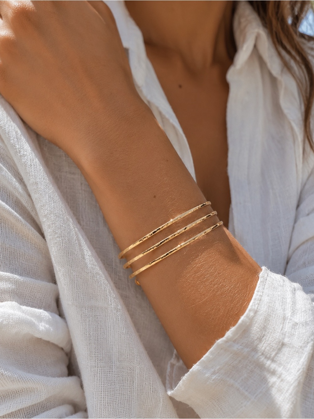 18K Gold Plated Stainless Steel Open Cuff Bracelet Waterproof NWT